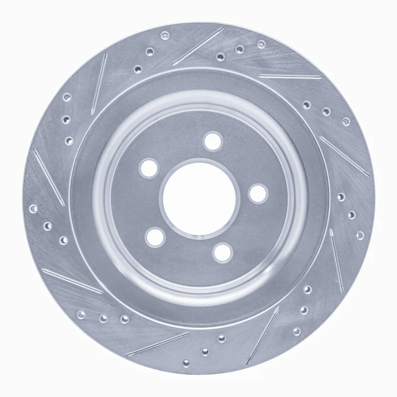 R1 15-23 Ford Mustang Rear Right Drilled & Slotted Silver Brake Rotor - Image 4