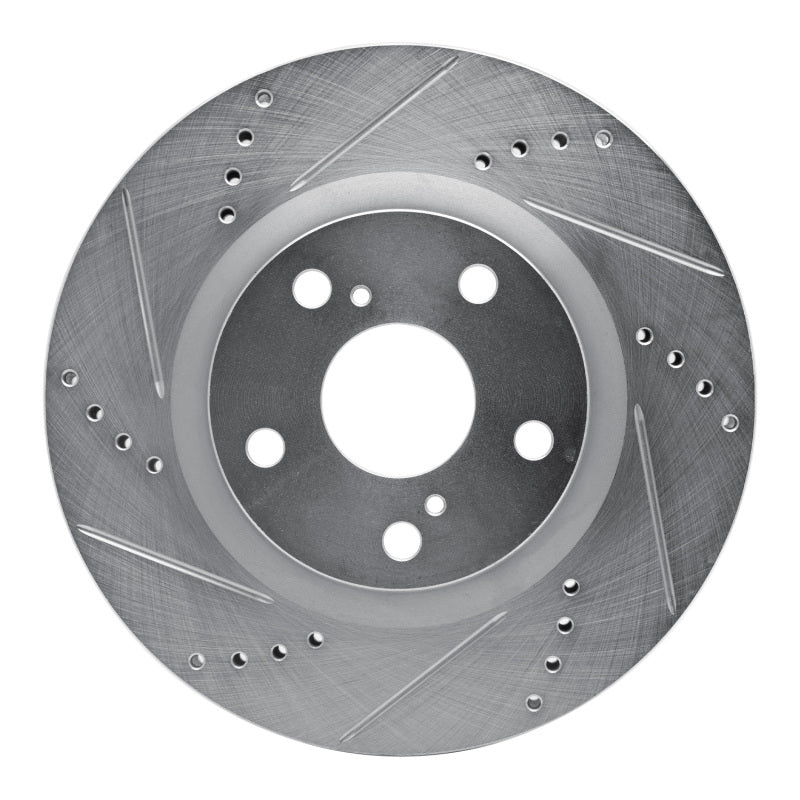 R1 15-25 Ford Mustang Front Left Drilled & Slotted Silver Brake Rotor