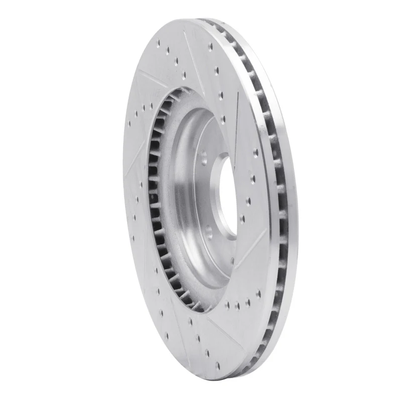 R1 15-25 Hyundai Kona EV Front Left Drilled & Slotted Silver Brake Rotor - Image 3