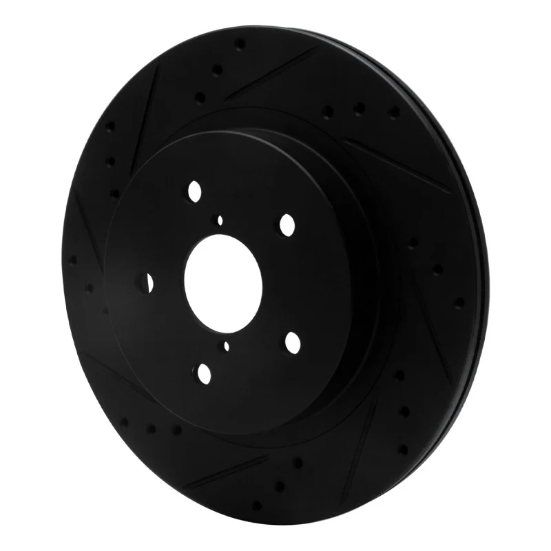 R1 15-25 Subaru Outback Rear Left Drilled & Slotted Black Brake Rotor - Image 5