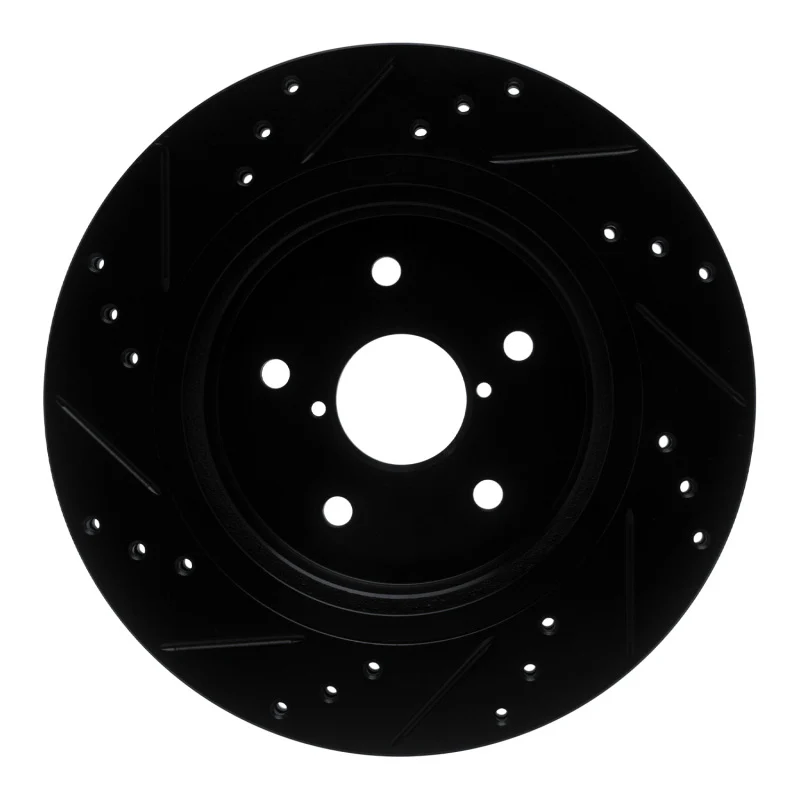 R1 15-25 Subaru Outback Rear Right Drilled & Slotted Black Brake Rotor - Image 2