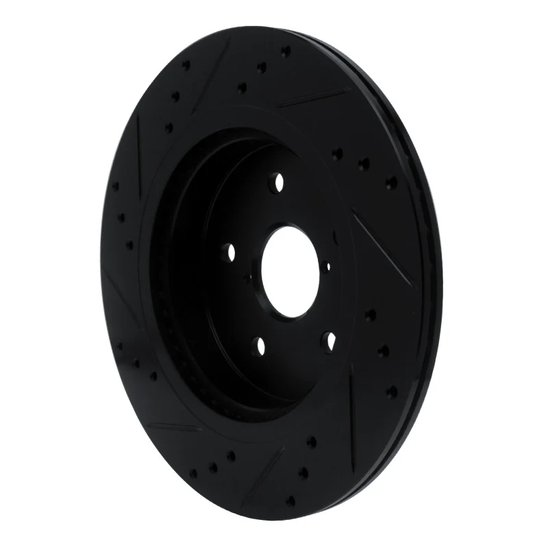 R1 15-25 Subaru Outback Rear Right Drilled & Slotted Black Brake Rotor - Image 3
