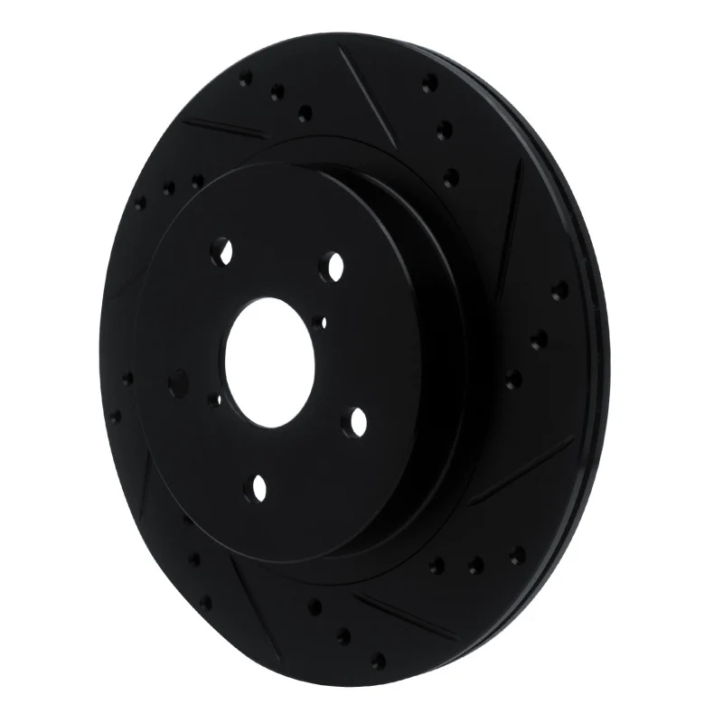 R1 15-25 Subaru Outback Rear Right Drilled & Slotted Black Brake Rotor - Image 4