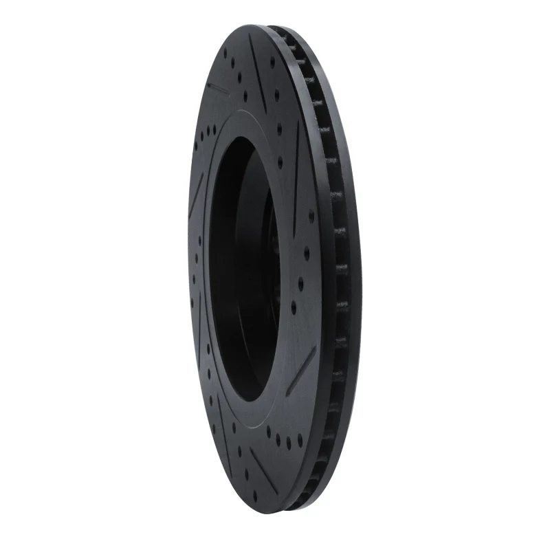 R1 15-25 Volkswagen GTI Rear Left Drilled & Slotted Black Brake Rotor - Image 4