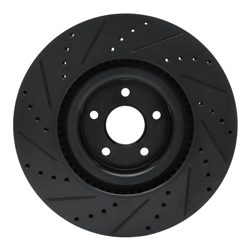 R1 16-18 Ford Focus Front Right Drilled & Slotted Black Brake Rotor - Image 5