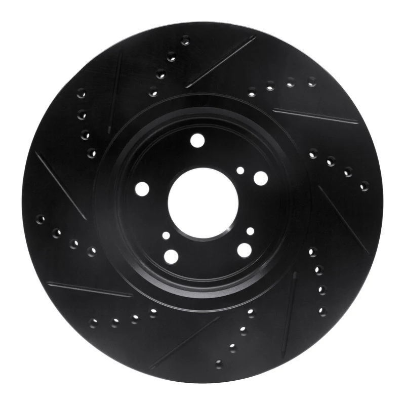 R1 16-22 Acura ILX Front Right Drilled & Slotted Black Brake Rotor - Image 3