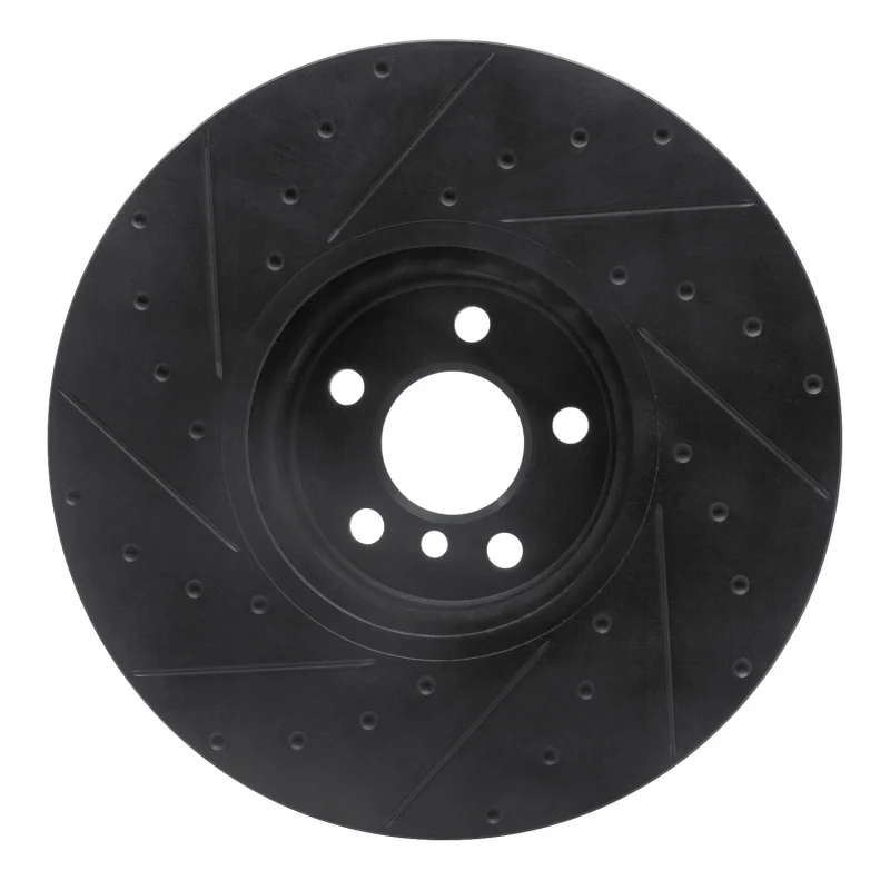 R1 16-25 BMW 230I xDrive Right Front Drilled & Slotted Black Brake Rotor - Image 2