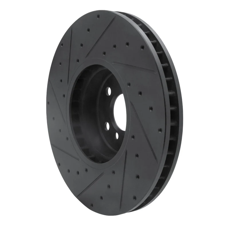 R1 16-25 BMW 230I xDrive Right Front Drilled & Slotted Black Brake Rotor - Image 5