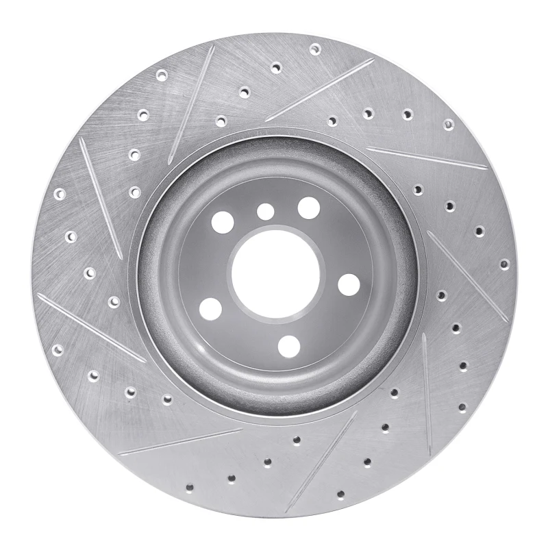 R1 16-25 BMW 330e xDrive Rear Right Drilled & Slotted Silver Brake Rotor - Image 2