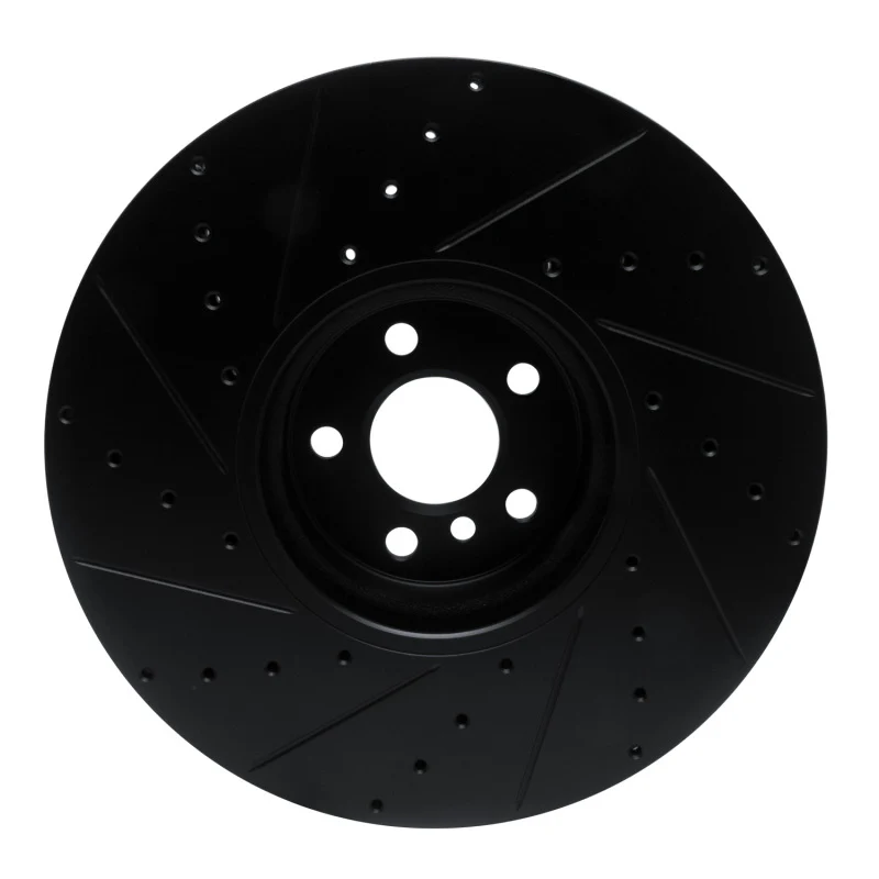 R1 16-25 BMW i7 Right Front Drilled & Slotted Black Brake Rotor - Image 2