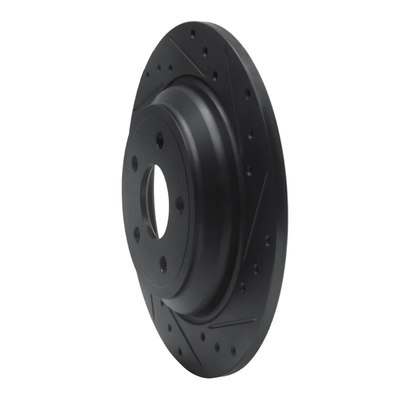 R1 16-25 Ford Focus Rear Right Drilled & Slotted Black Brake Rotor - Image 3