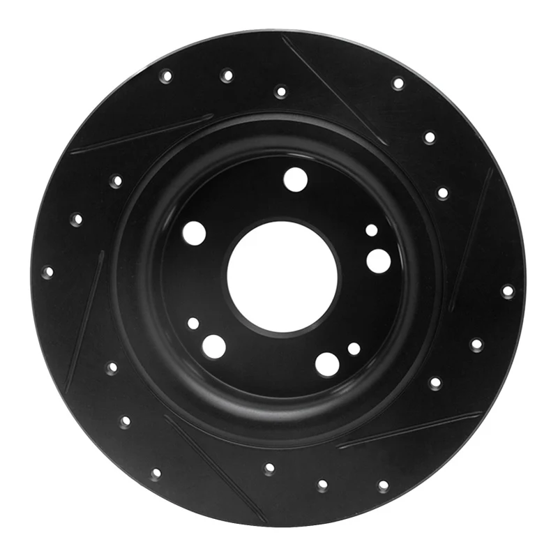 R1 17-20 Honda Civic Sedan Rear Left Drilled & Slotted Black Brake Rotor - Image 4