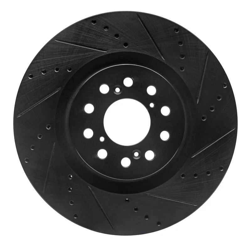R1 17-25 Acura Integra Front Left Drilled & Slotted Black Brake Rotor