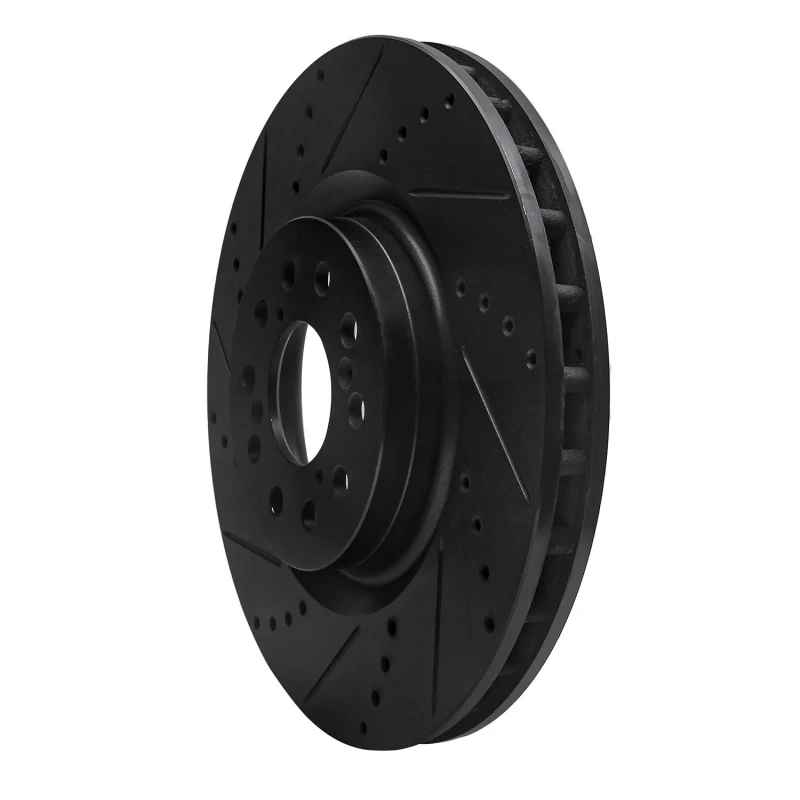 R1 17-25 Acura Integra Front Left Drilled & Slotted Black Brake Rotor - Image 2