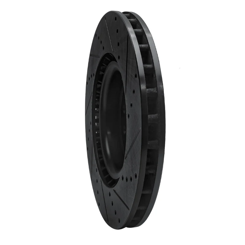 R1 17-25 Acura Integra Front Left Drilled & Slotted Black Brake Rotor - Image 5