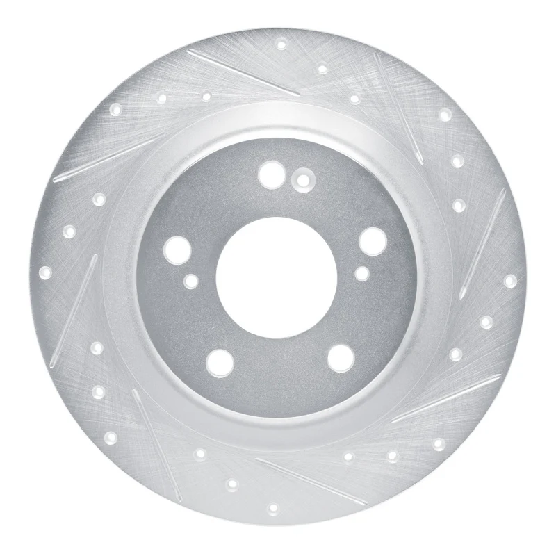 R1 17-25 Acura Integra Rear Right Drilled & Slotted Silver Brake Rotor