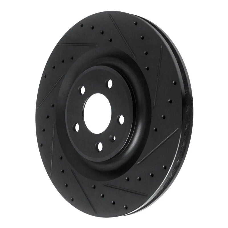 R1 17-25 Audi Q8 e-Tron Rear Right Drilled & Slotted Black Brake Rotor - Image 4