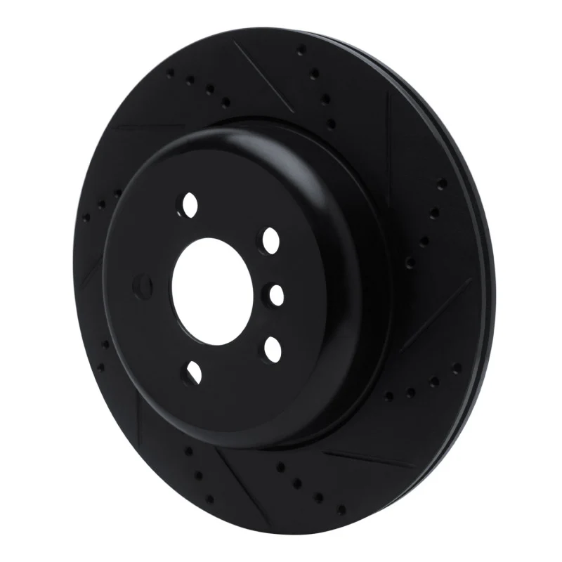 R1 17-25 BMW 530I Left Rear Drilled & Slotted Black Brake Rotor - Image 5