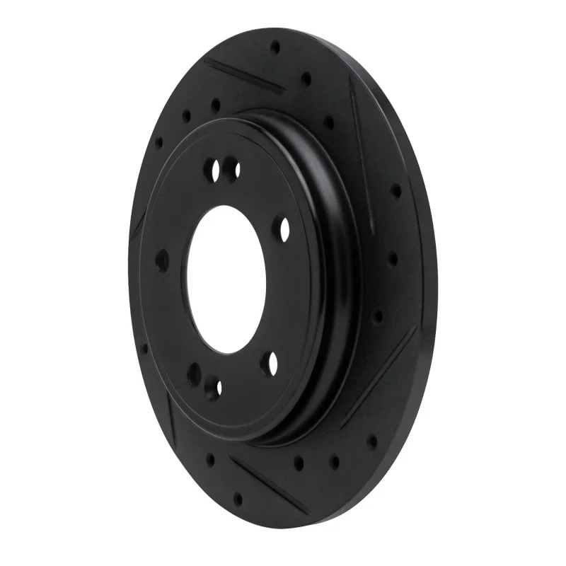 R1 17-25 Hyundai Elantra Rear Right Drilled & Slotted Black Brake Rotor - Image 2