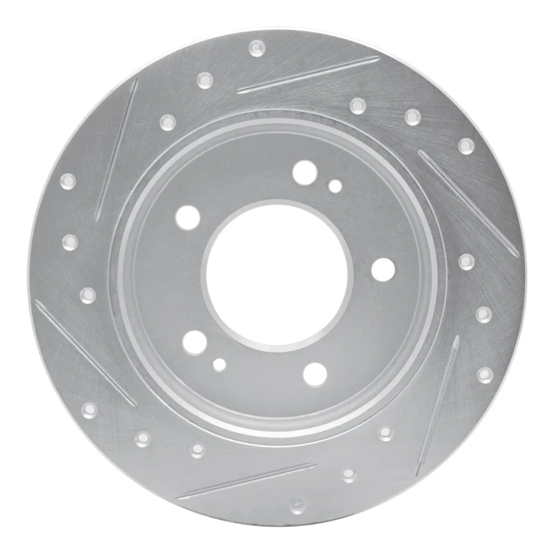 R1 17-25 Hyundai Elantra Rear Right Drilled & Slotted Silver Brake Rotor - Image 2