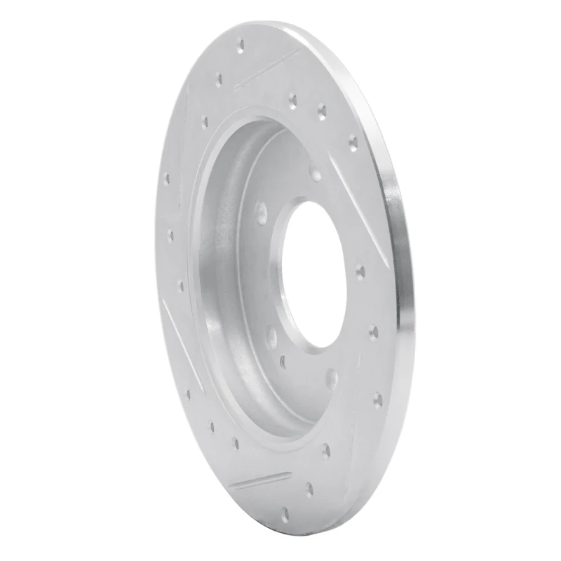 R1 17-25 Hyundai Elantra Rear Right Drilled & Slotted Silver Brake Rotor - Image 5