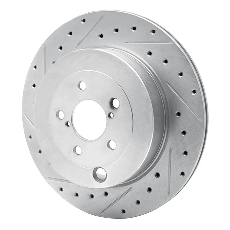 R1 17-25 Subaru BRZ Rear Left Drilled & Slotted Silver Brake Rotor - Image 2