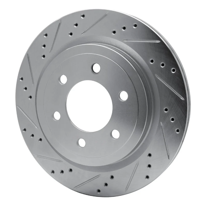 R1 18-21 Ford F-150 4WD Rear Left Drilled & Slotted Silver Brake Rotor - Image 4