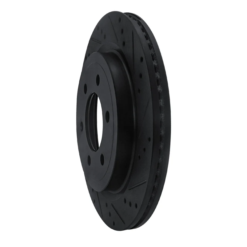 R1 18-21 Ford F-150 RWD Rear Right Drilled & Slotted Black Brake Rotor - Image 5