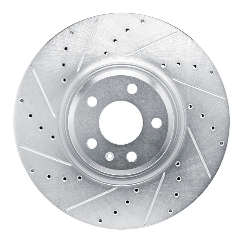 R1 18-25 Audi S5 Front Left Drilled & Slotted Silver Brake Rotor