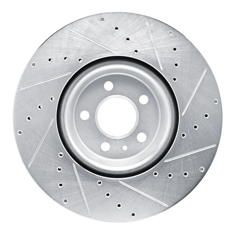 R1 18-25 Audi S5 Front Left Drilled & Slotted Silver Brake Rotor - Image 2