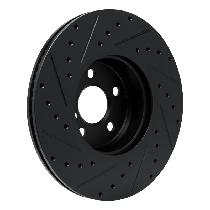 R1 18-25 BMW 430I xDrive Gran Coupe Front Left Drilled & Slotted Black Brake Rotor - Image 4