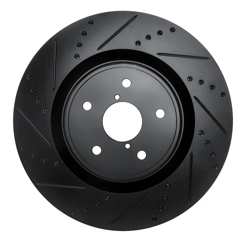 R1 18-25 Subaru WRX Front Left Drilled & Slotted Black Brake Rotor