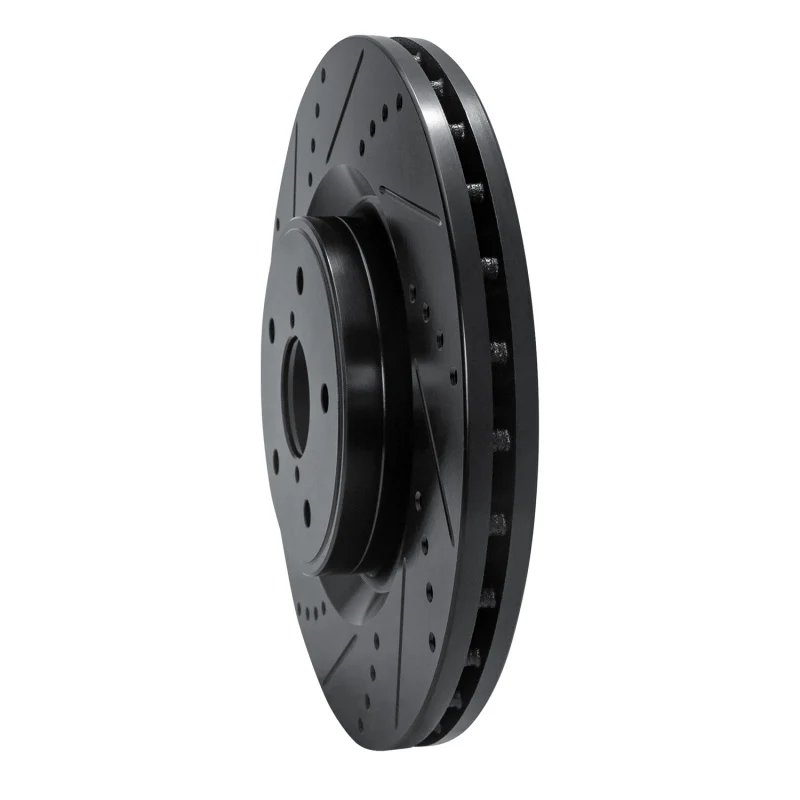 R1 18-25 Subaru WRX Front Left Drilled & Slotted Black Brake Rotor - Image 2