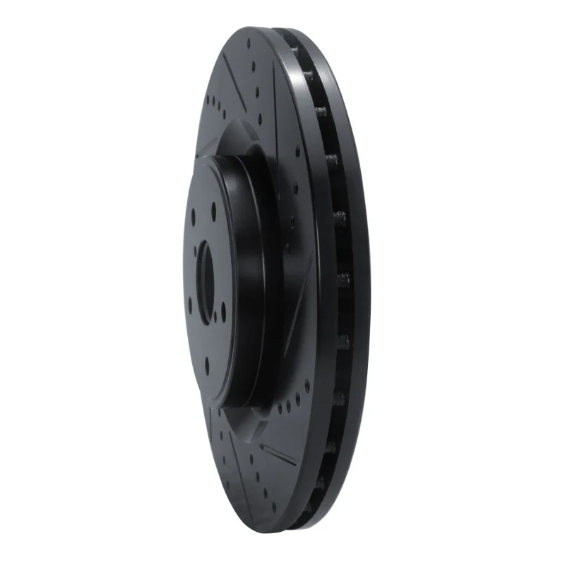 R1 18-25 Subaru WRX STI Front Right Drilled & Slotted Black Brake Rotor - Image 3