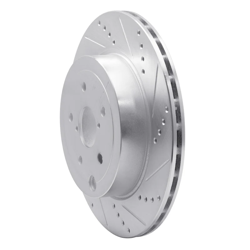 R1 18-25 Subaru WRX STI Rear Right Drilled & Slotted Silver Brake Rotor - Image 4