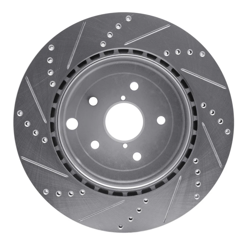R1 18-25 Subaru WRX STI Rear Right Drilled & Slotted Silver Brake Rotor - Image 5