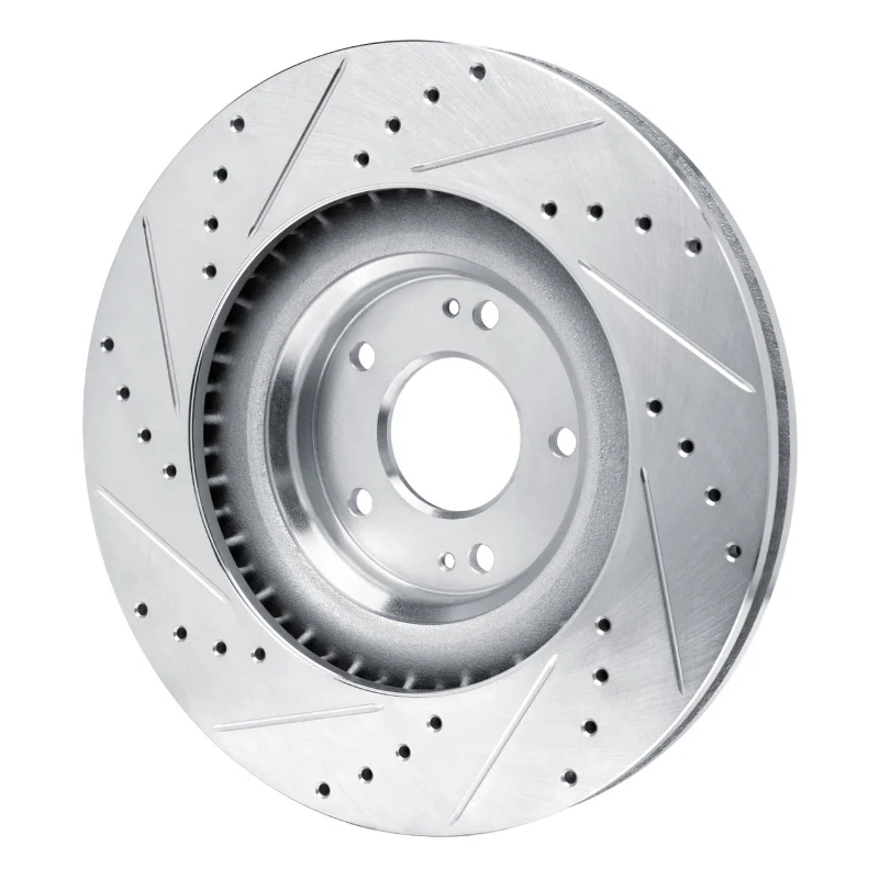 R1 19-22 Hyundai Veloster N Front Right Drilled & Slotted Silver Brake Rotor - Image 2