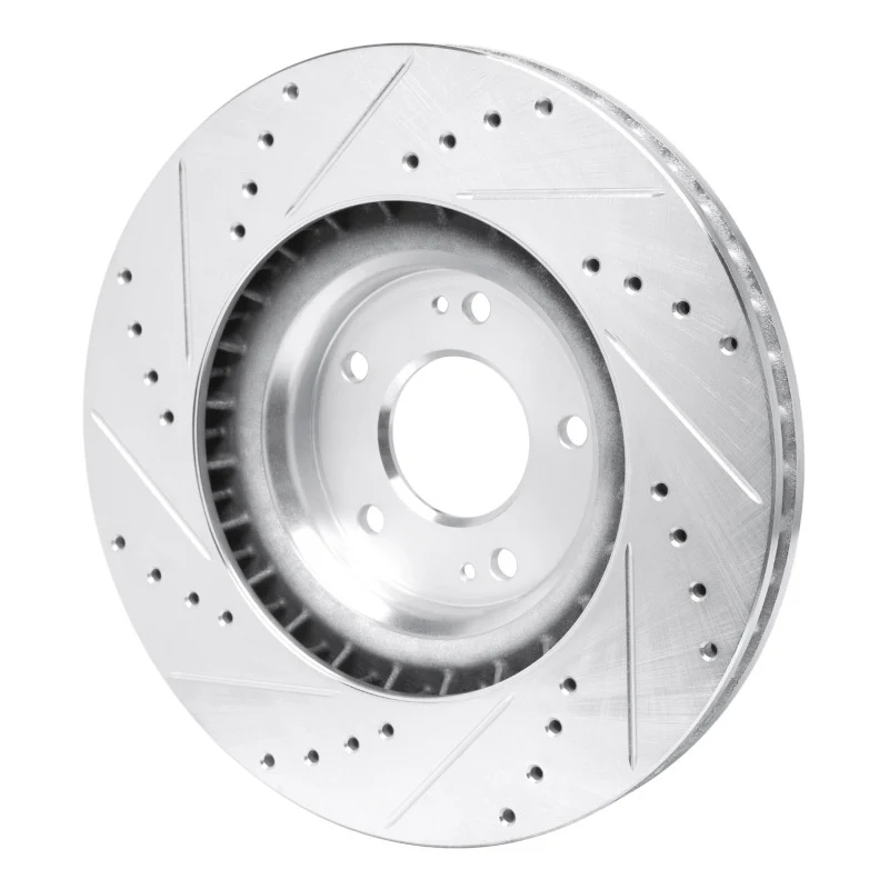 R1 19-22 Hyundai Veloster N Front Right Drilled & Slotted Silver Brake Rotor - Image 3