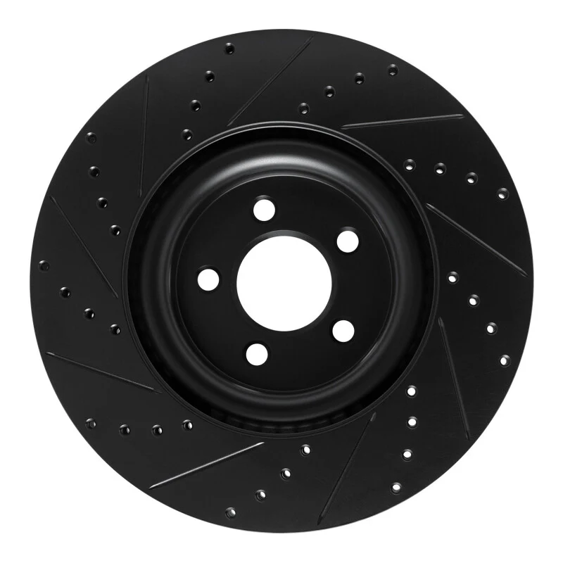 R1 20-25 Ford Explorer Front Right Drilled & Slotted Black Brake Rotor - Image 5