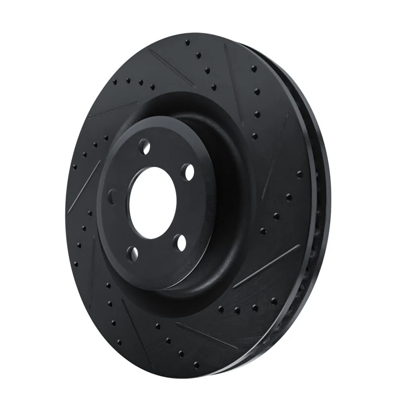 R1 20-25 Ford Explorer Front Right Drilled & Slotted Black Brake Rotor - Image 3
