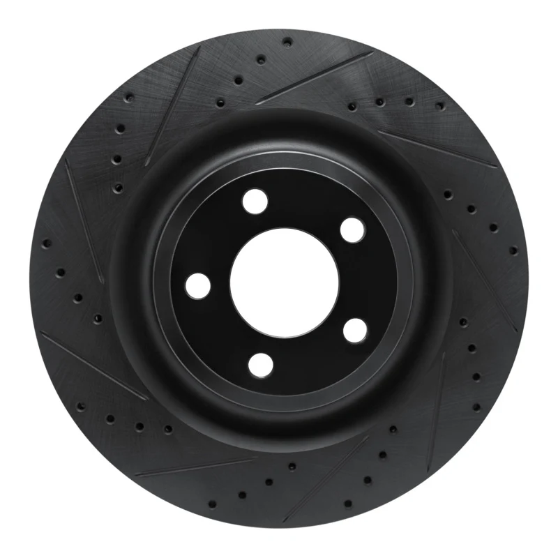 R1 20-25 Ford Explorer Rear Left Drilled & Slotted Black Brake Rotor