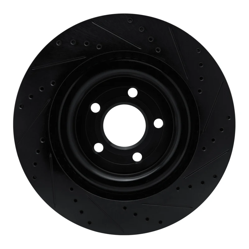 R1 20-25 Ford Explorer Rear Left Drilled & Slotted Black Brake Rotor - Image 3
