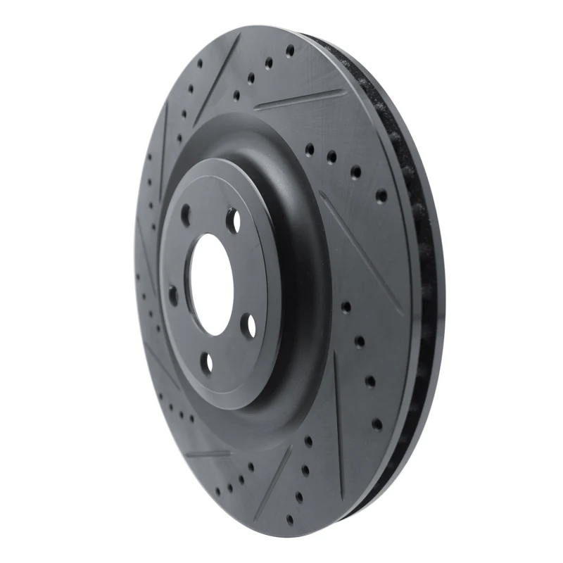 R1 20-25 Ford Explorer Rear Left Drilled & Slotted Black Brake Rotor - Image 4