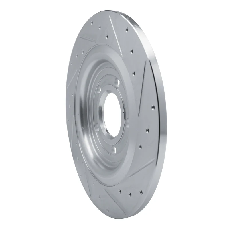 R1 20-25 Ford Explorer Rear Left Drilled & Slotted Silver Brake Rotor - Image 5