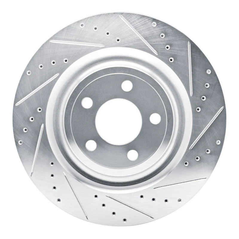 R1 20-25 Ford Explorer Rear Right Drilled & Slotted Silver Brake Rotor