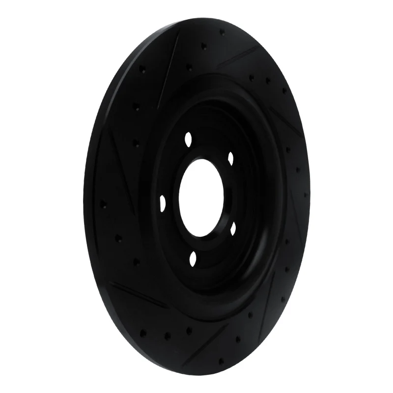 R1 20-25 Ford Mustang Rear Left Drilled & Slotted Black Brake Rotor - Image 5