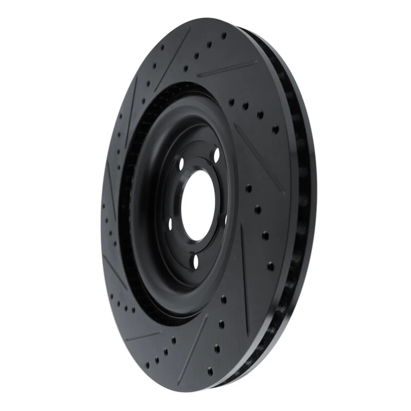 R1 20-25 Ford Police Interceptor Utility Rear Right Drilled & Slotted Black Brake Rotor - Image 4