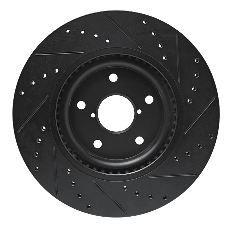 R1 20-25 Subaru WRX Front Left Drilled & Slotted Black Brake Rotor - Image 3