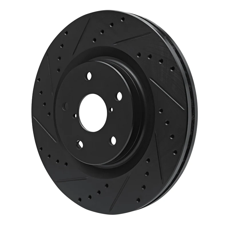 R1 20-25 Subaru WRX Front Left Drilled & Slotted Black Brake Rotor - Image 4