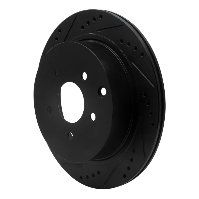 R1 2003-2024 Infiniti M37 Rear Left Drilled & Slotted Black Brake Rotor - Image 3